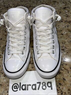 Converse All Star White Leather Mid Shoes